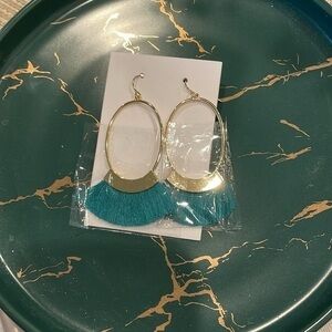 & Other Stories Gold Tassle Green/blue Earring
